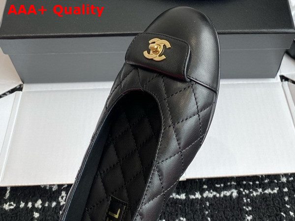 Chanel Ballet Flats in Black Lambskin with CC Buckle Replica