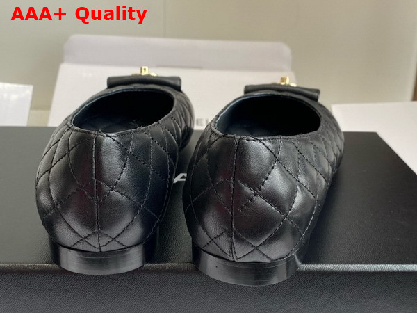 Chanel Ballet Flats in Black Lambskin with CC Buckle Replica