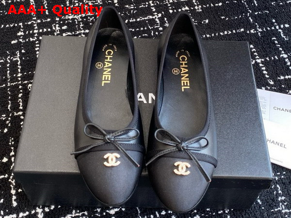 Chanel Ballet Flats in Lambskin and Grosgrain Black Replica