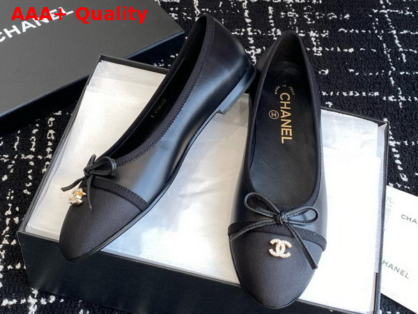 Chanel Ballet Flats in Lambskin and Grosgrain Black Replica