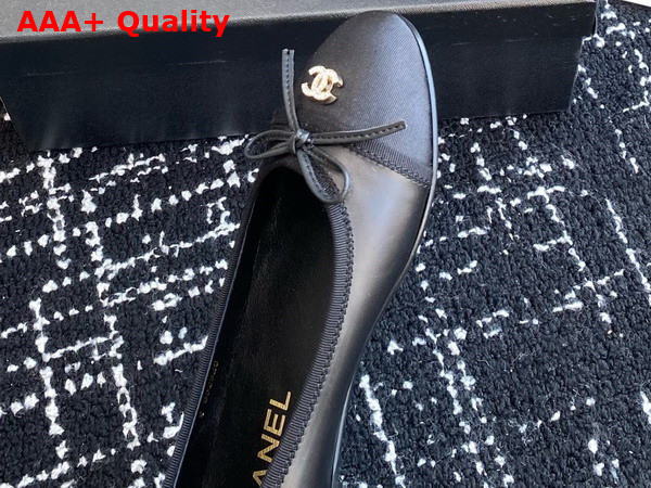 Chanel Ballet Flats in Lambskin and Grosgrain Black Replica