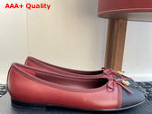Chanel Ballet Flats in Lambskin and Grosgrain Dark Red and Black Replica
