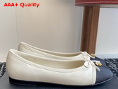 Chanel Ballet Flats in Lambskin and Grosgrain White and Black Replica