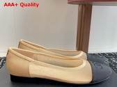 Chanel Ballet Flats in Mesh and Grosgrain Beige and Black Replica