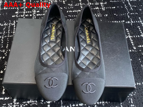 Chanel Ballet Flats in Mesh and Grosgrain Black Replica