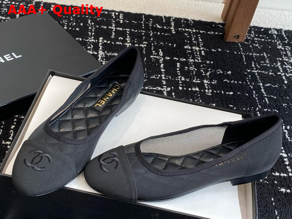 Chanel Ballet Flats in Mesh and Grosgrain Black Replica