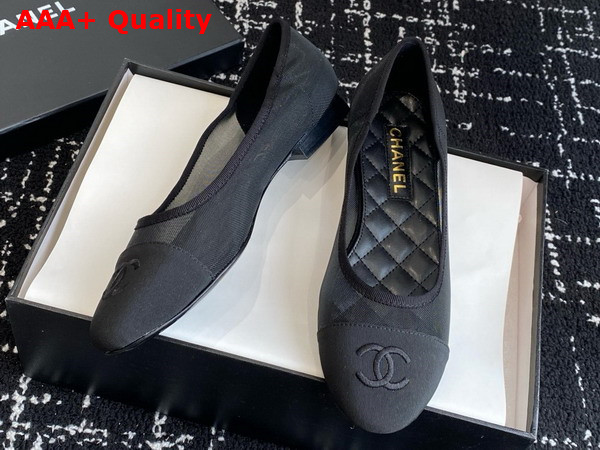 Chanel Ballet Flats in Mesh and Grosgrain Black Replica