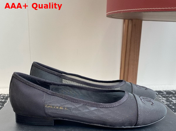 Chanel Ballet Flats in Mesh and Grosgrain Black Replica