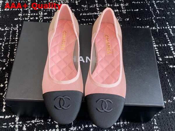Chanel Ballet Flats in Mesh and Grosgrain Pink and Black Replica