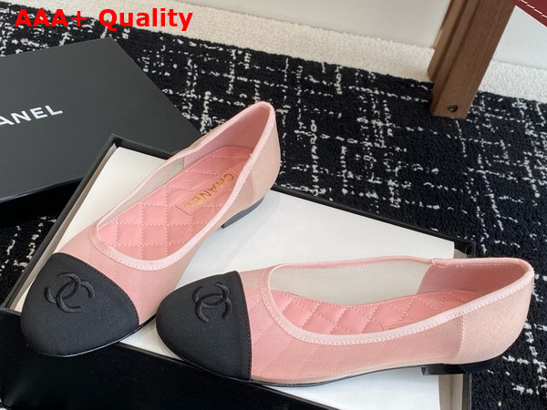 Chanel Ballet Flats in Mesh and Grosgrain Pink and Black Replica