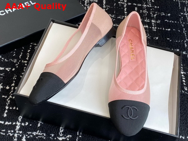 Chanel Ballet Flats in Mesh and Grosgrain Pink and Black Replica