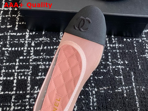 Chanel Ballet Flats in Mesh and Grosgrain Pink and Black Replica