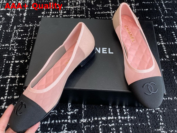 Chanel Ballet Flats in Mesh and Grosgrain Pink and Black Replica