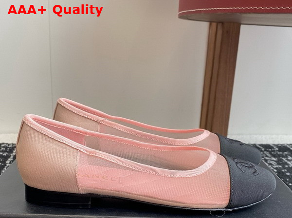 Chanel Ballet Flats in Mesh and Grosgrain Pink and Black Replica