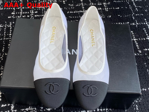Chanel Ballet Flats in Mesh and Grosgrain White and Black Replica