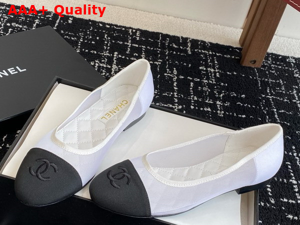 Chanel Ballet Flats in Mesh and Grosgrain White and Black Replica