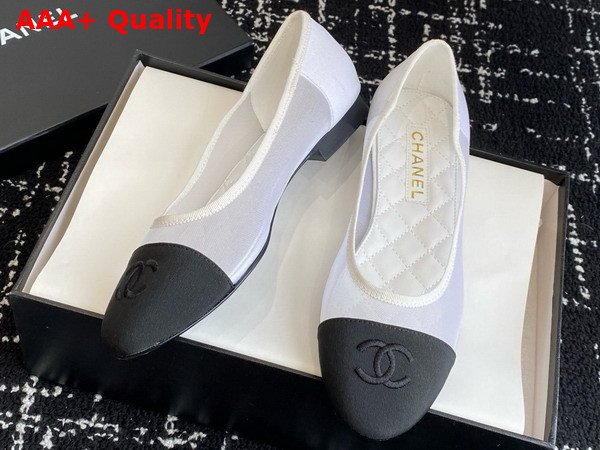 Chanel Ballet Flats in Mesh and Grosgrain White and Black Replica