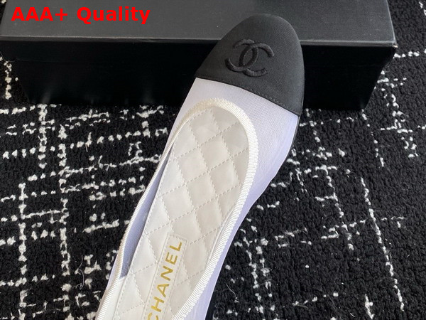Chanel Ballet Flats in Mesh and Grosgrain White and Black Replica
