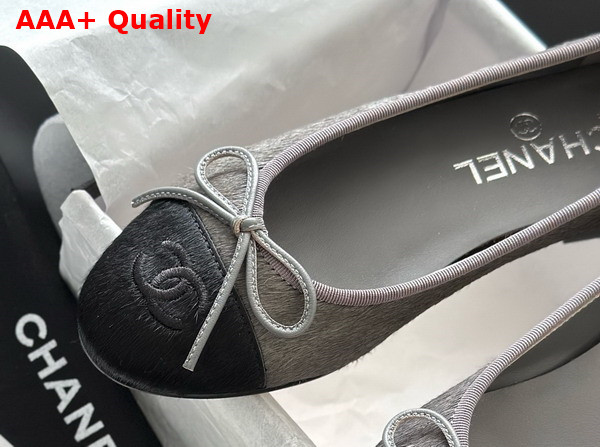 Chanel Ballet Flats in Pony Hair Grey and Black G02819 Replica