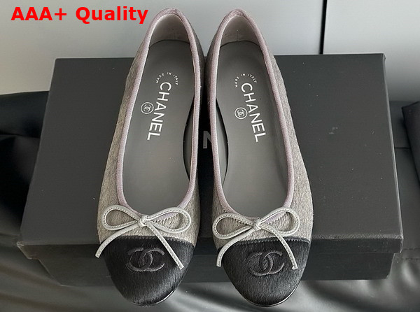 Chanel Ballet Flats in Pony Hair Grey and Black G02819 Replica