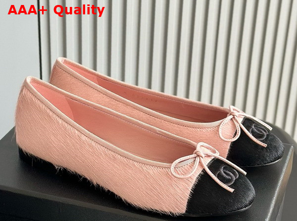 Chanel Ballet Flats in Pony Hair Pink and Black G02819 Replica