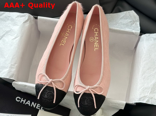 Chanel Ballet Flats in Pony Hair Pink and Black G02819 Replica