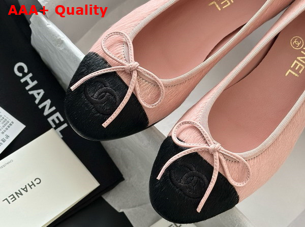 Chanel Ballet Flats in Pony Hair Pink and Black G02819 Replica