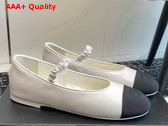 Chanel Ballet Flats in White Lambskin and Grosgrain Replica