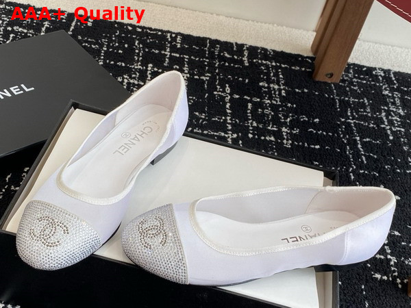 Chanel Ballet Flats in White Mesh and Crystals Replica