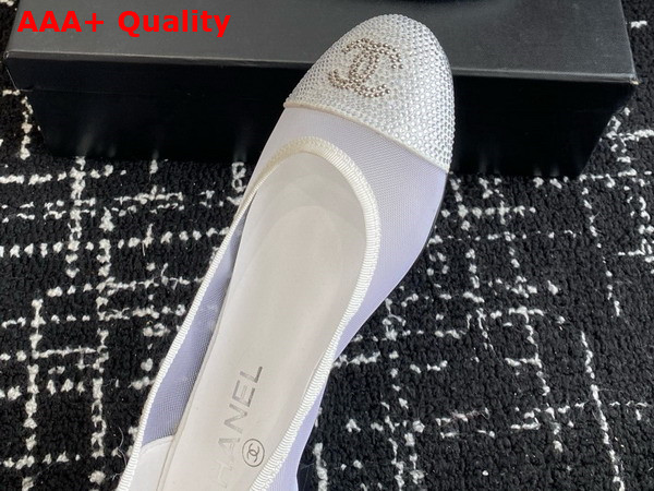 Chanel Ballet Flats in White Mesh and Crystals Replica