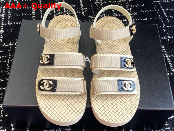 Chanel Beach Sandal in Beige Grosgrain Replica