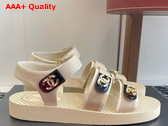 Chanel Beach Sandal in Beige Grosgrain Replica