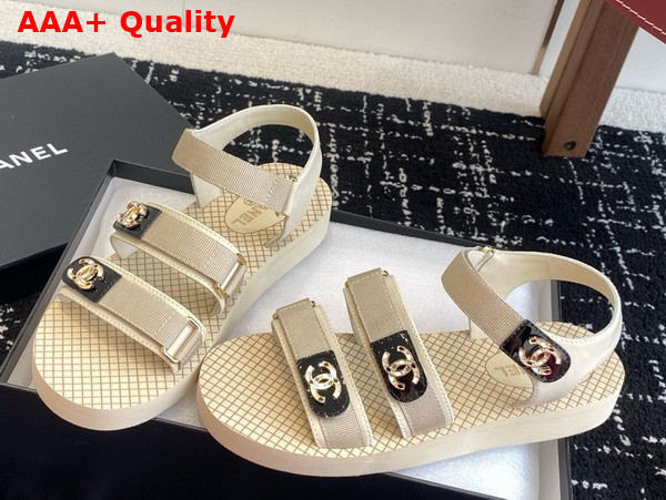 Chanel Beach Sandal in Beige Grosgrain Replica