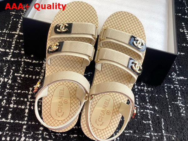 Chanel Beach Sandal in Beige Grosgrain Replica