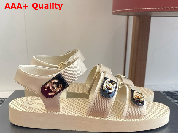 Chanel Beach Sandal in Beige Grosgrain Replica