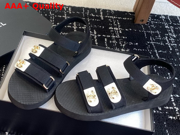 Chanel Beach Sandal in Black Grosgrain Replica