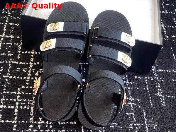 Chanel Beach Sandal in Black Grosgrain Replica