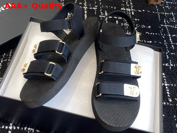 Chanel Beach Sandal in Black Grosgrain Replica