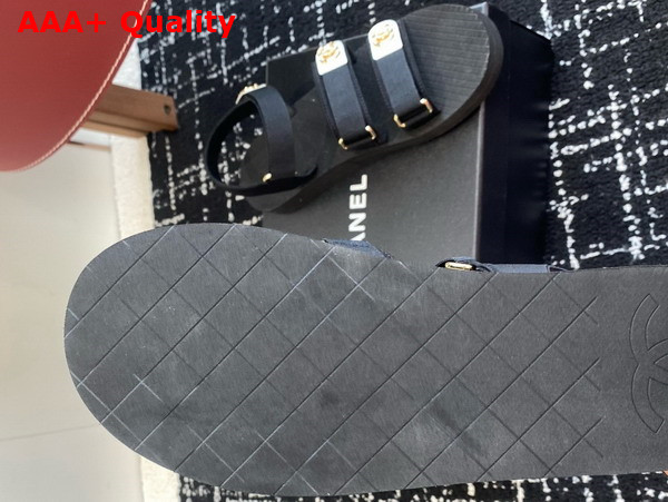 Chanel Beach Sandal in Black Grosgrain Replica