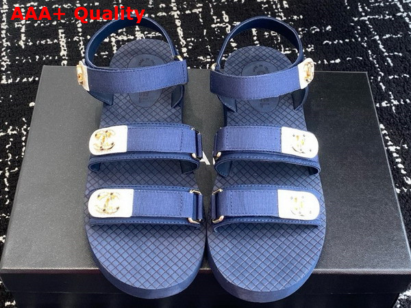 Chanel Beach Sandal in Blue Grosgrain Replica
