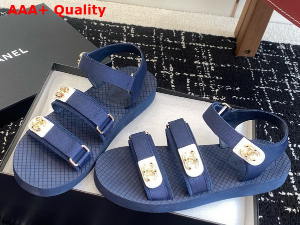 Chanel Beach Sandal in Blue Grosgrain Replica