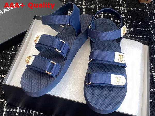 Chanel Beach Sandal in Blue Grosgrain Replica