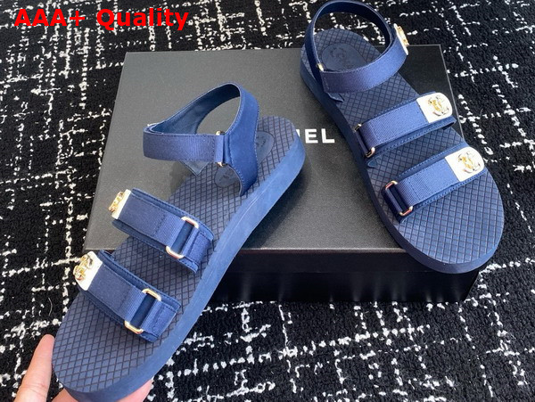 Chanel Beach Sandal in Blue Grosgrain Replica