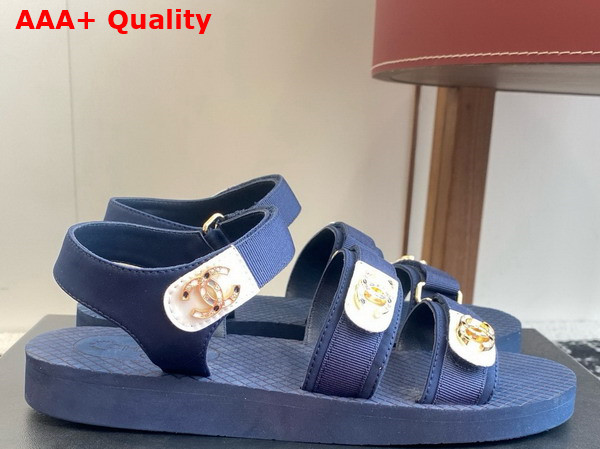 Chanel Beach Sandal in Blue Grosgrain Replica