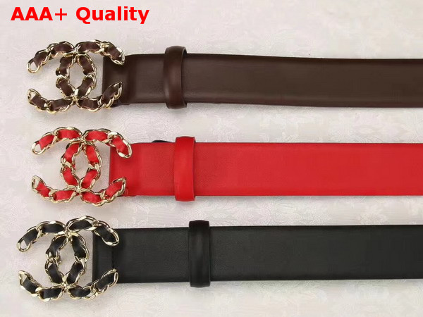 Chanel Belt CC Buckle Red Calfskin Replica