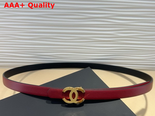Chanel Belt in Red Calfskin with Gold CC Buckle Replica