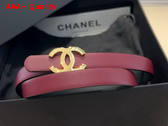 Chanel Belt in Red Calfskin with Gold CC Buckle Replica