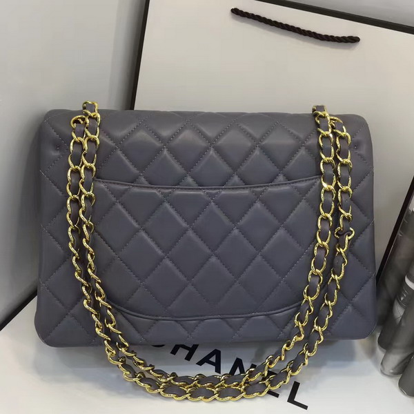 Chanel Big Flap Bag in Grey Lambskin with Gold Hardware For Sale