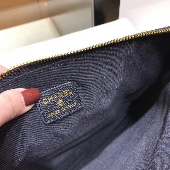 Chanel Big Pouch Black Grained Leather