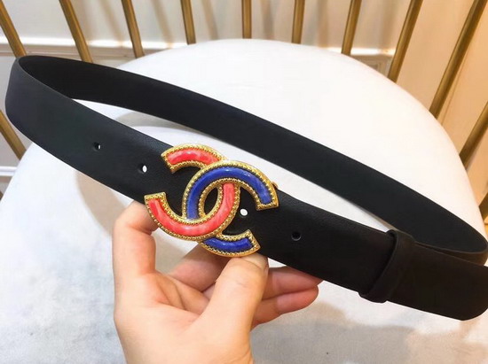 Chanel Black Leather Belt with Two Tone CC Belt Buckle
